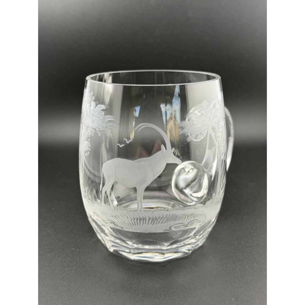Queen Lace Crystal "Kenyan African" Mug 4.5/8" 15 oz - Sable Antelope 1960s